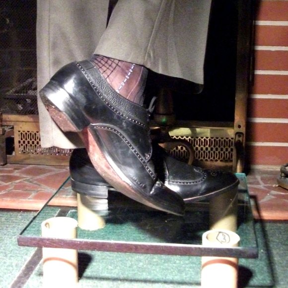 2PR Men's Sheer Black Thick N Thin with Pattern, Cap Toe Cap Heel Socks - 10 -13 - Picture 3 of 12